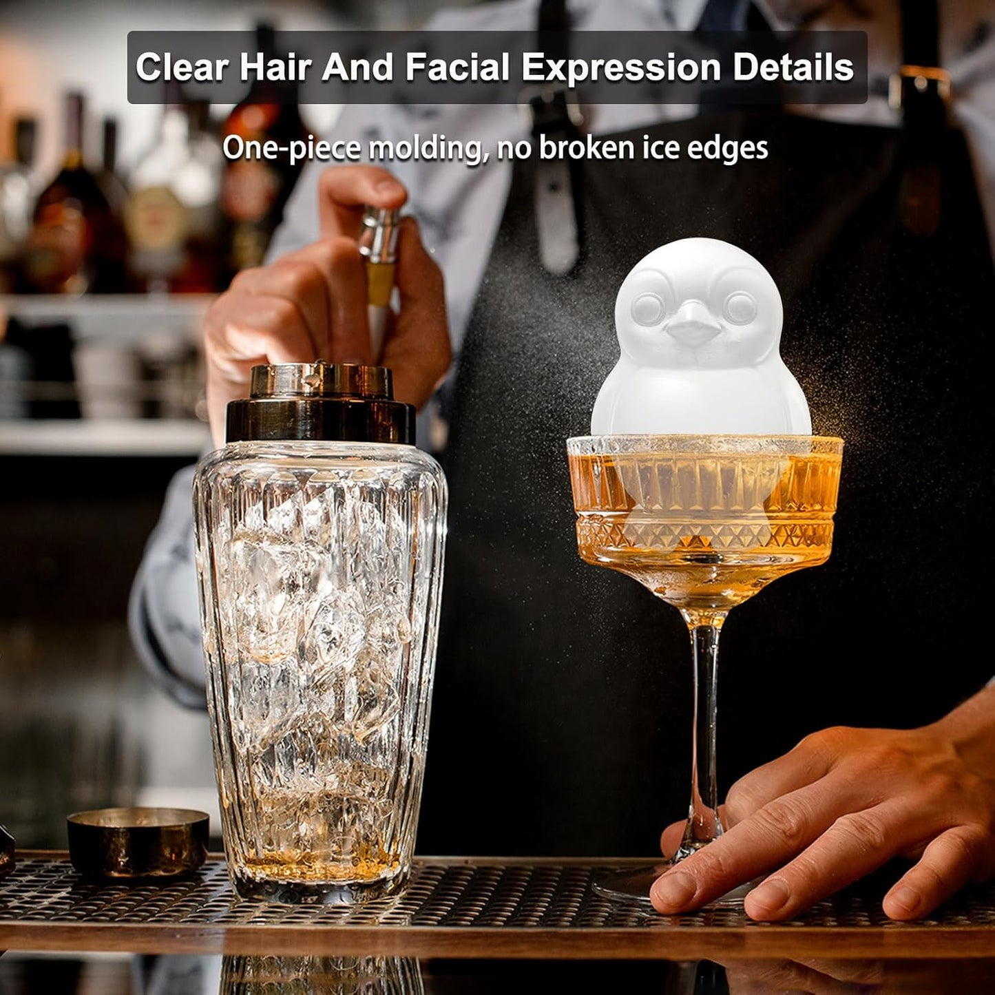 3D Penguin Ice Cube Silicone Molds Tray for Whiskey, Cocktail, Drink Decor, Bar; Rich Details. Cute Penguins Gifts for Women Kids Girls Boys, Fun Animal Shape Soap Epoxy Resign Mold; 2 Pack