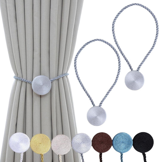 Magnetic Curtain Tiebacks - 12mm Magnetic Tie Backs for Curtains, Heavy Duty No Drill Curtain