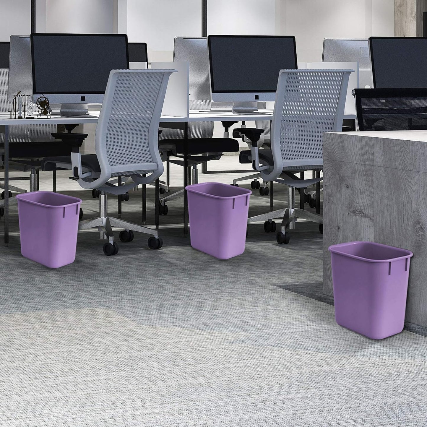 Acrimet Wastebasket, Deskside Bin, 3.25 Gallon/13 Quart/ 12 Liter (Plastic) (Purple Color) (Set of 4)