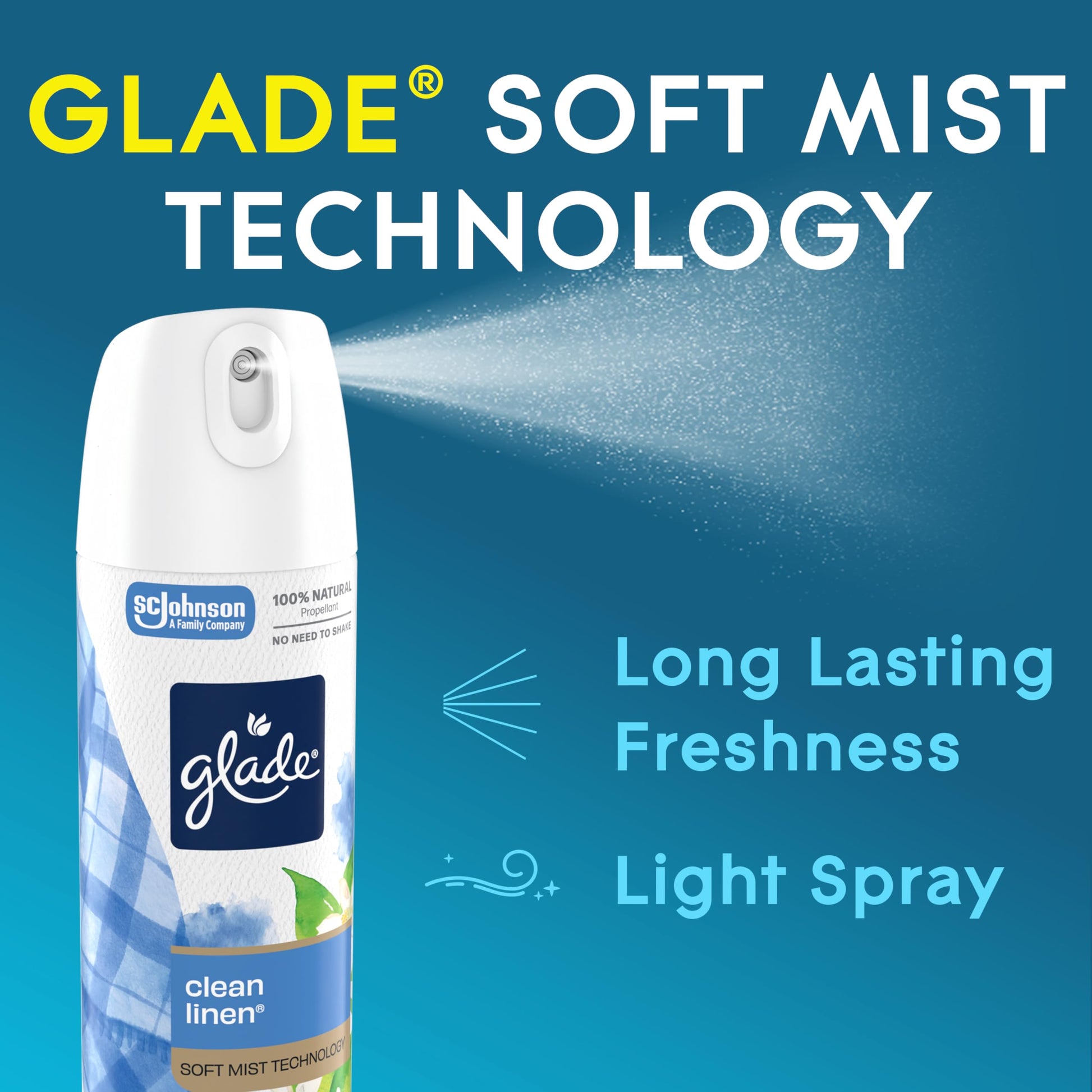 Glade Air Freshener Room Spray, Clean Linen Scent, Odor Fighting to Deliver Long Lasting Freshness
