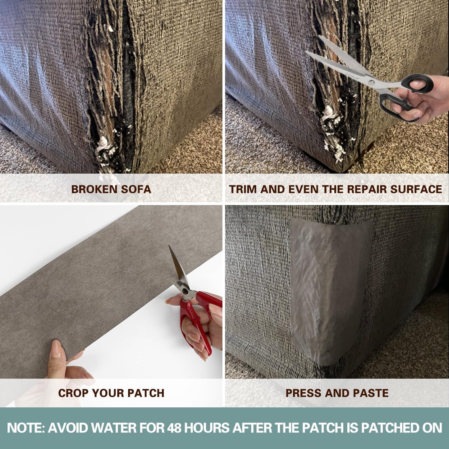 Velvet Repair Patch - Self-Adhesive Flannel Fabric Patch in Multi Colors for Sofas, Car Seats, Handbags, Jacket Holes and Tears