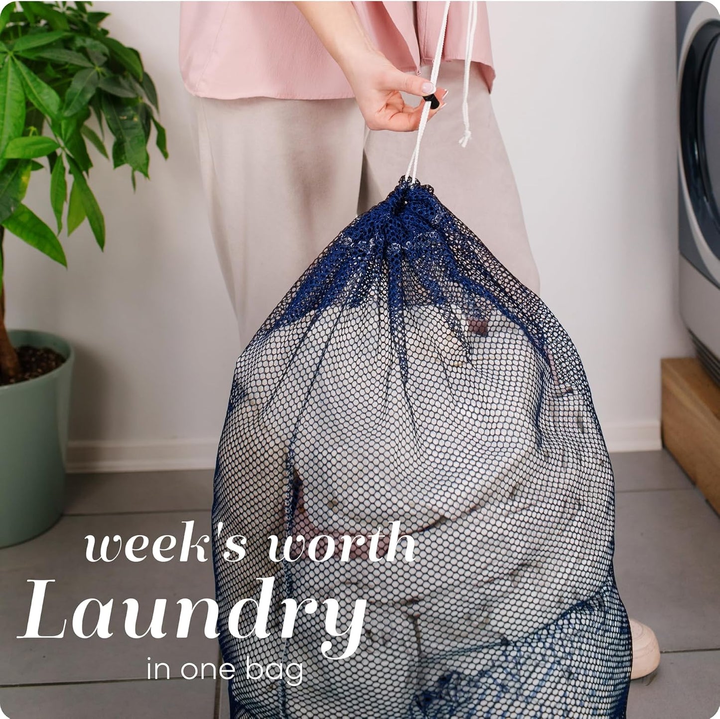 Handy Laundry Mesh XL Laundry Bags - Pack of 2 - Durable, Machine Washable with Secure Drawstring Closure - Perfect for College Dorms, Laundromats, Apartments (Blue, Large 24" x 36", 2-Pack)