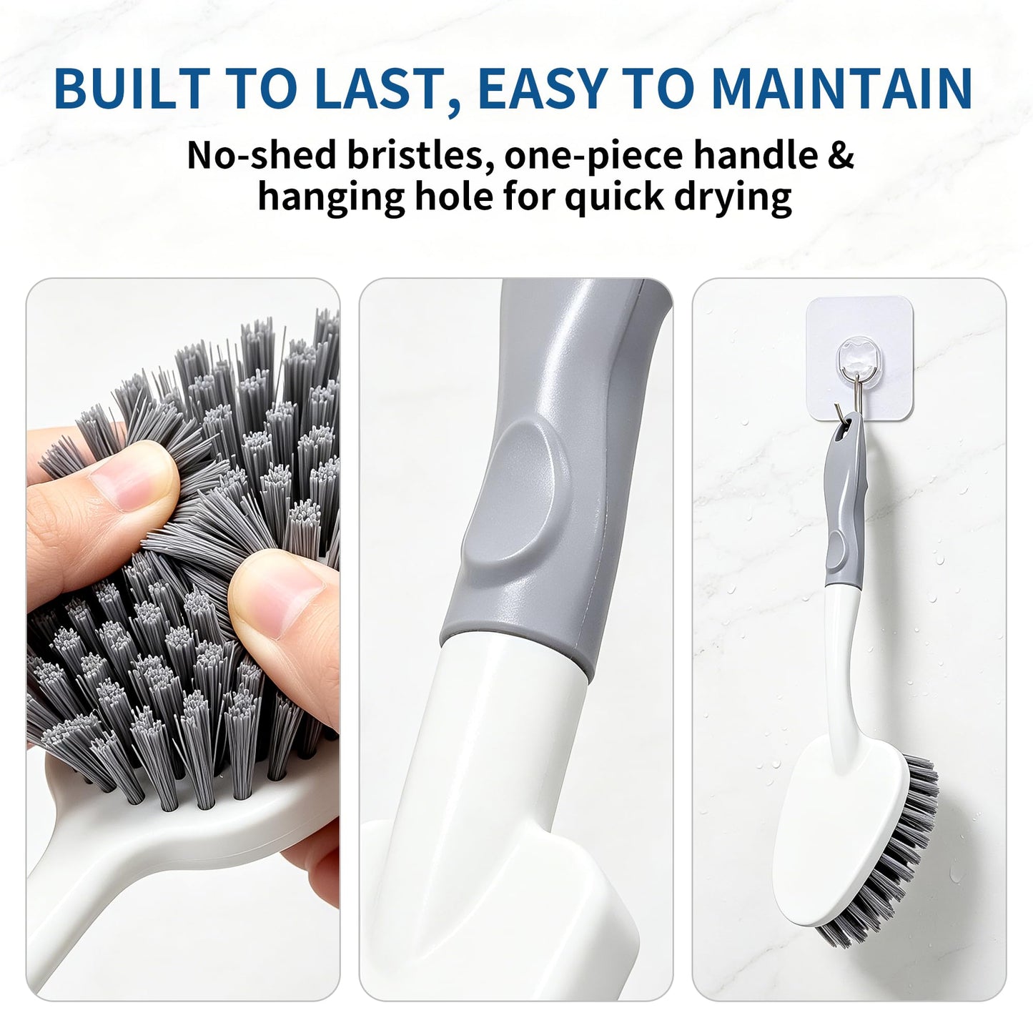 3PCS Heavy Duty Scrub Brush Set - Shower Cleaning Brushes for Bathroom