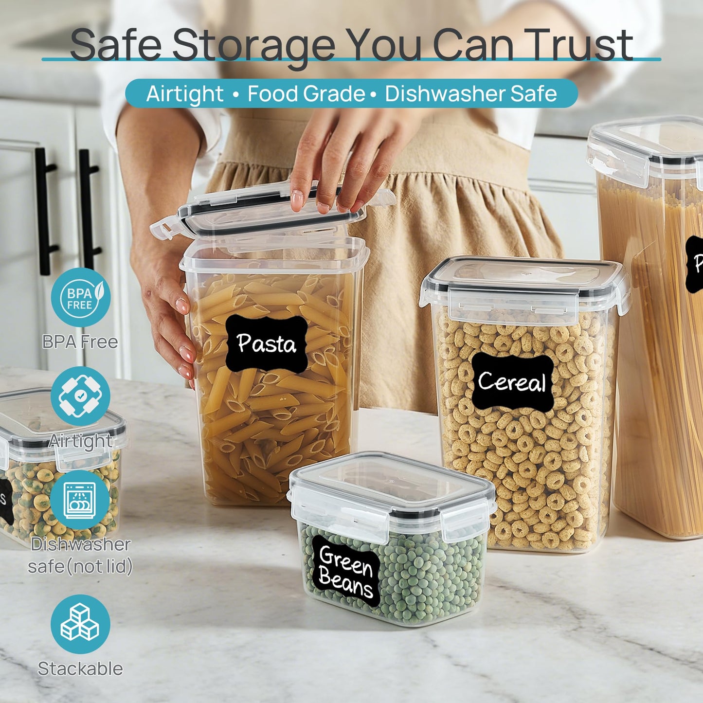 Vtopmart Airtight Food Storage Containers with Lids, 24 pcs, Black