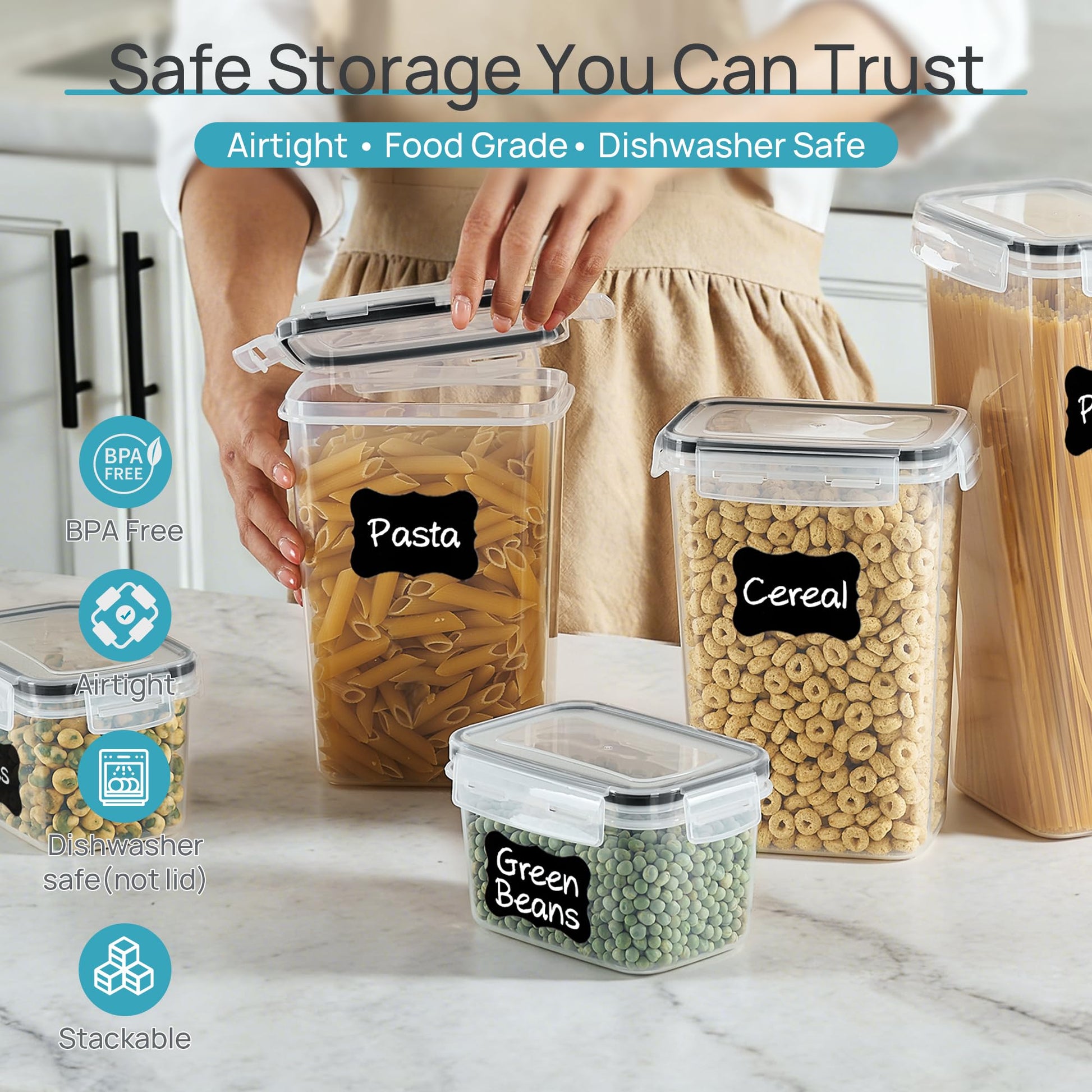 Vtopmart Airtight Food Storage Containers with Lids, 24 pcs, Black