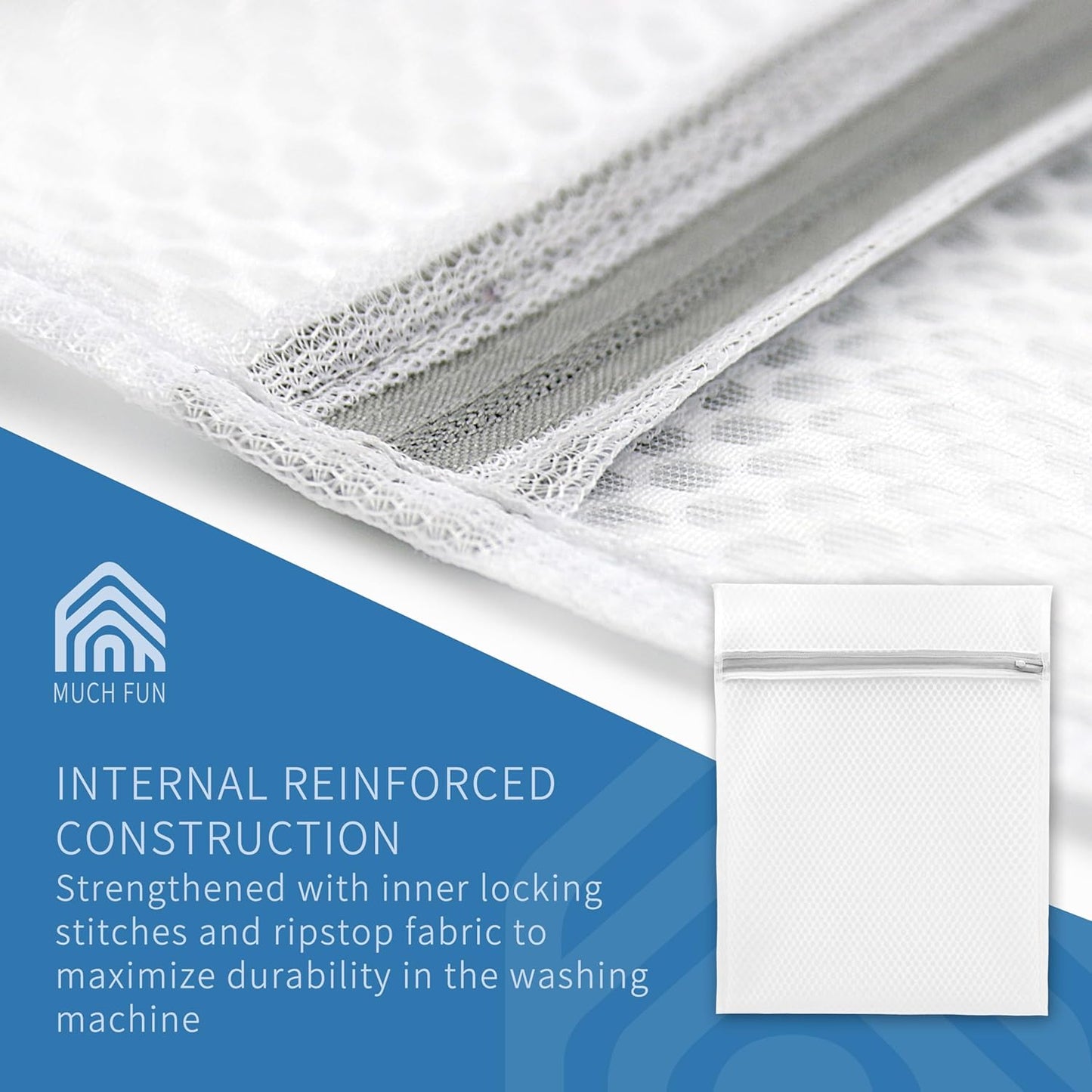 Muchfun 3Pcs Bra Wash Bags, Honeycomb Mesh Laundry Bags for Delicates, Lingerie, Intimates and Underwear 7 x 7 x 6 Inches