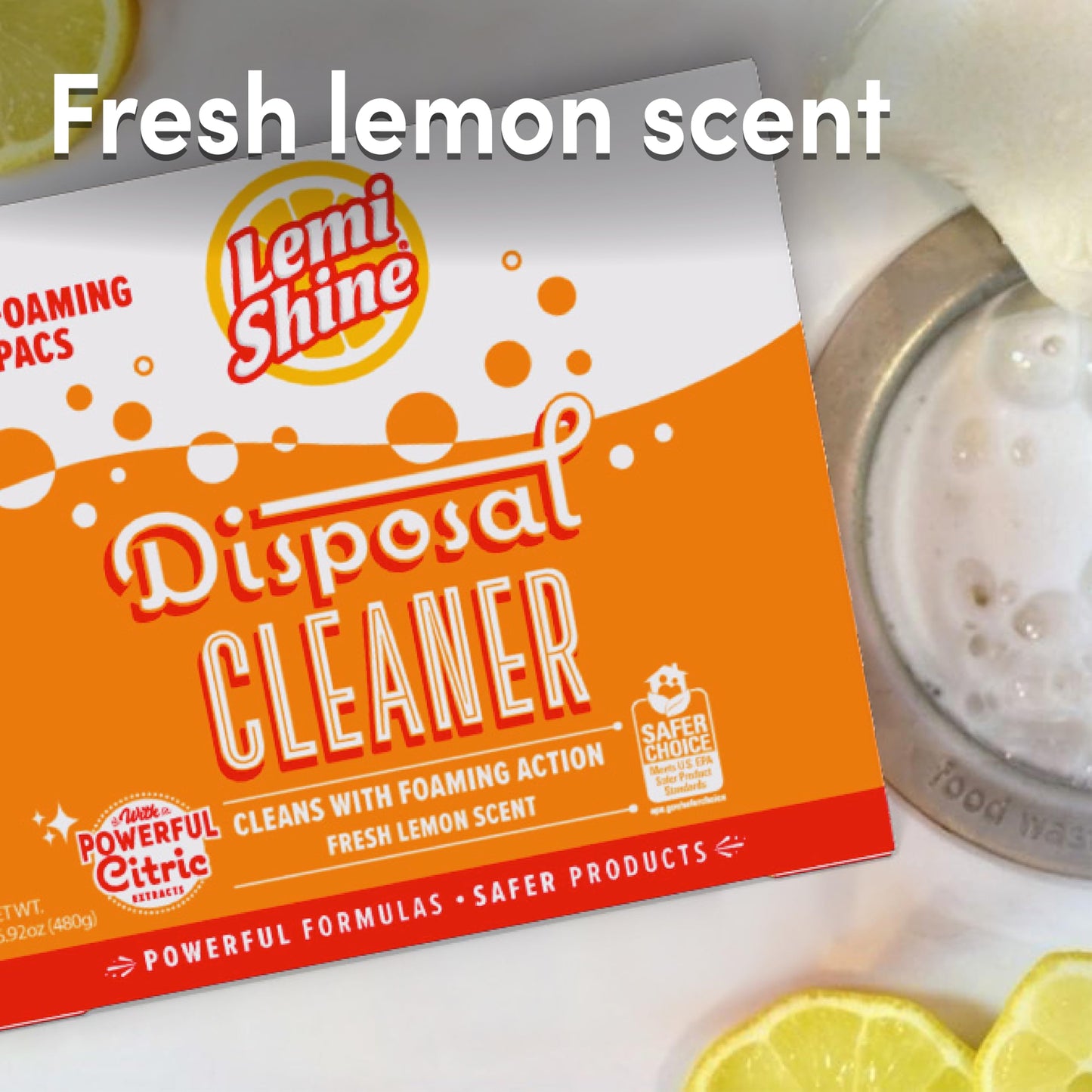 Lemi Shine Natural Foaming Garbage Disposal Cleaner - 16.92oz (16 Pack)