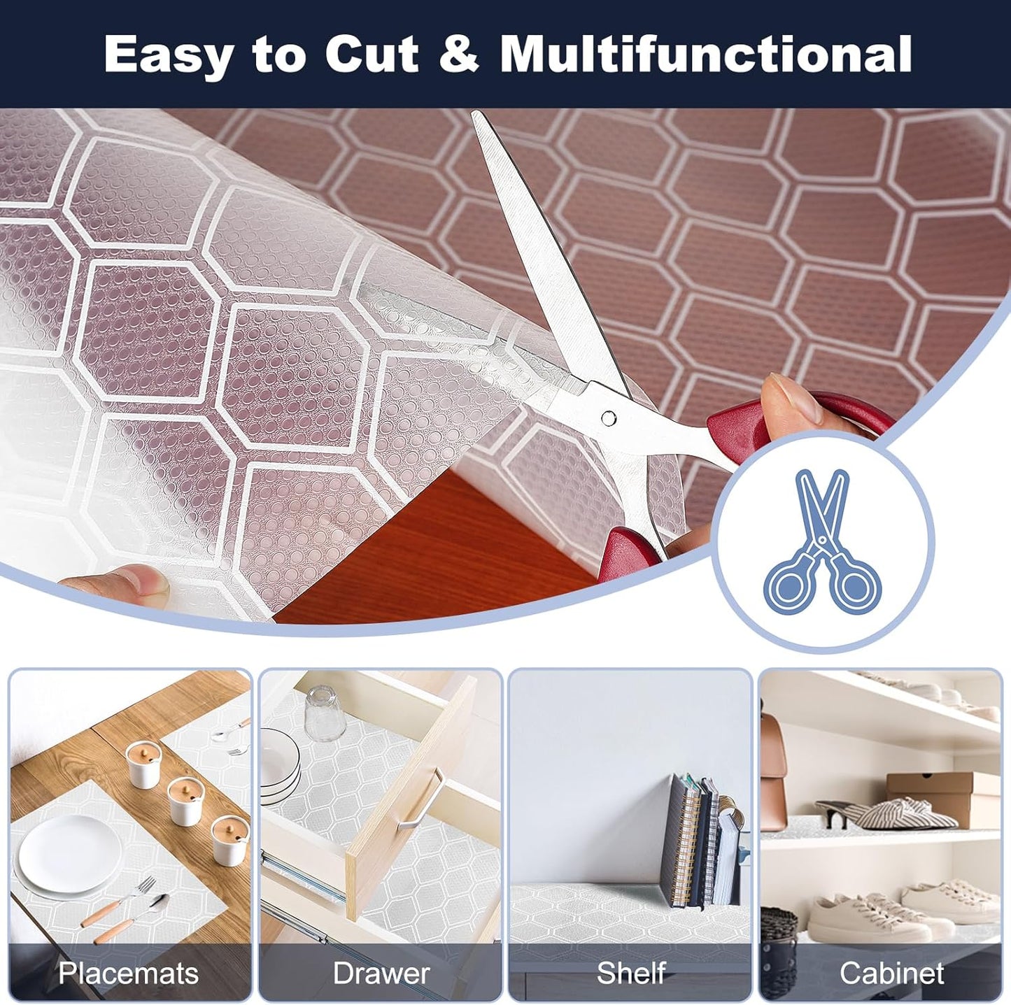 Shelf Liner, Refragerator Drawer Liners for Kitchen Cabinets, Waterproof Bathroom Sink Mat No Slip Cupboard Liners Non Adhesive Fridge Liner Roll - Clear 17.5"×78.7"