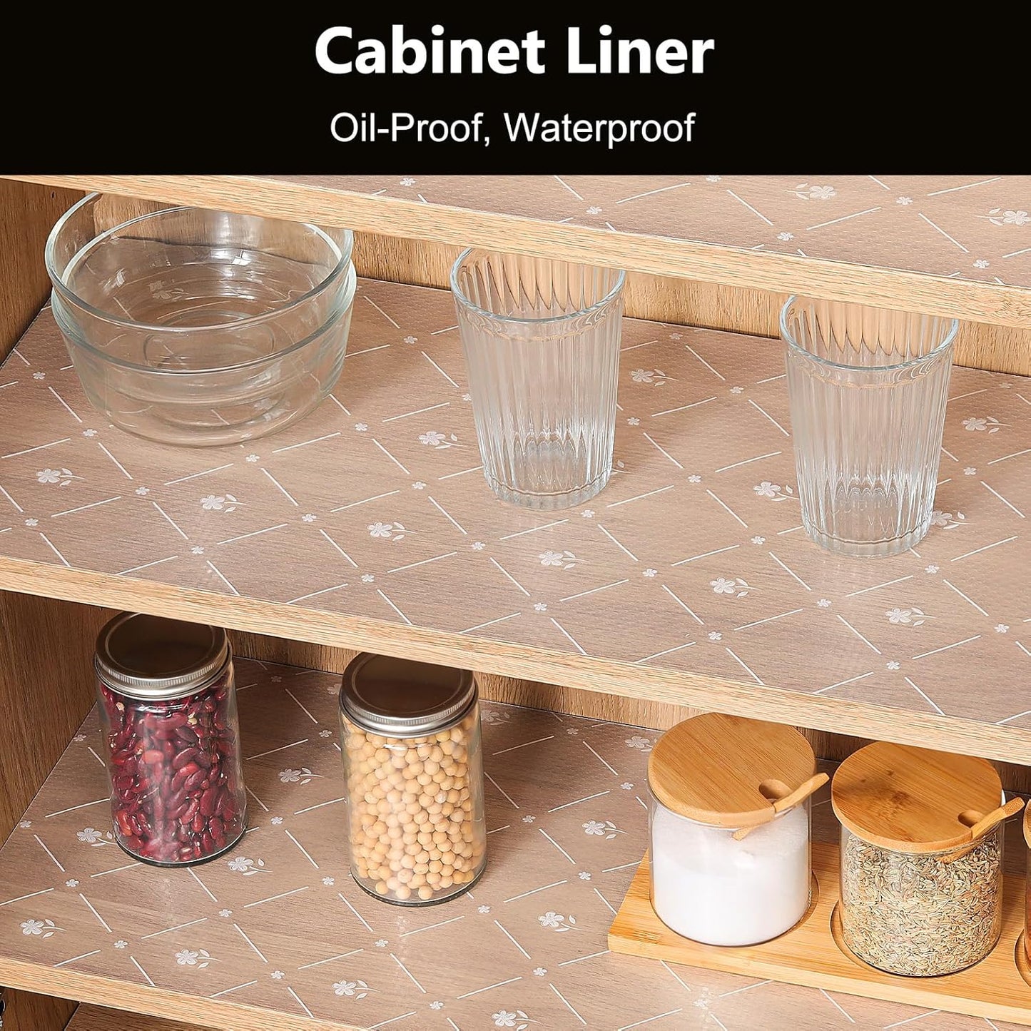 INNOLITES Shelf Liners for Kitchen Cabinets, Non Adhesive Drawer Cabinet Liner, Waterproof Oil-Proof Non-Slip Shelf Liner for Kitchen Pantry Refrigerator 23.6" x 236"