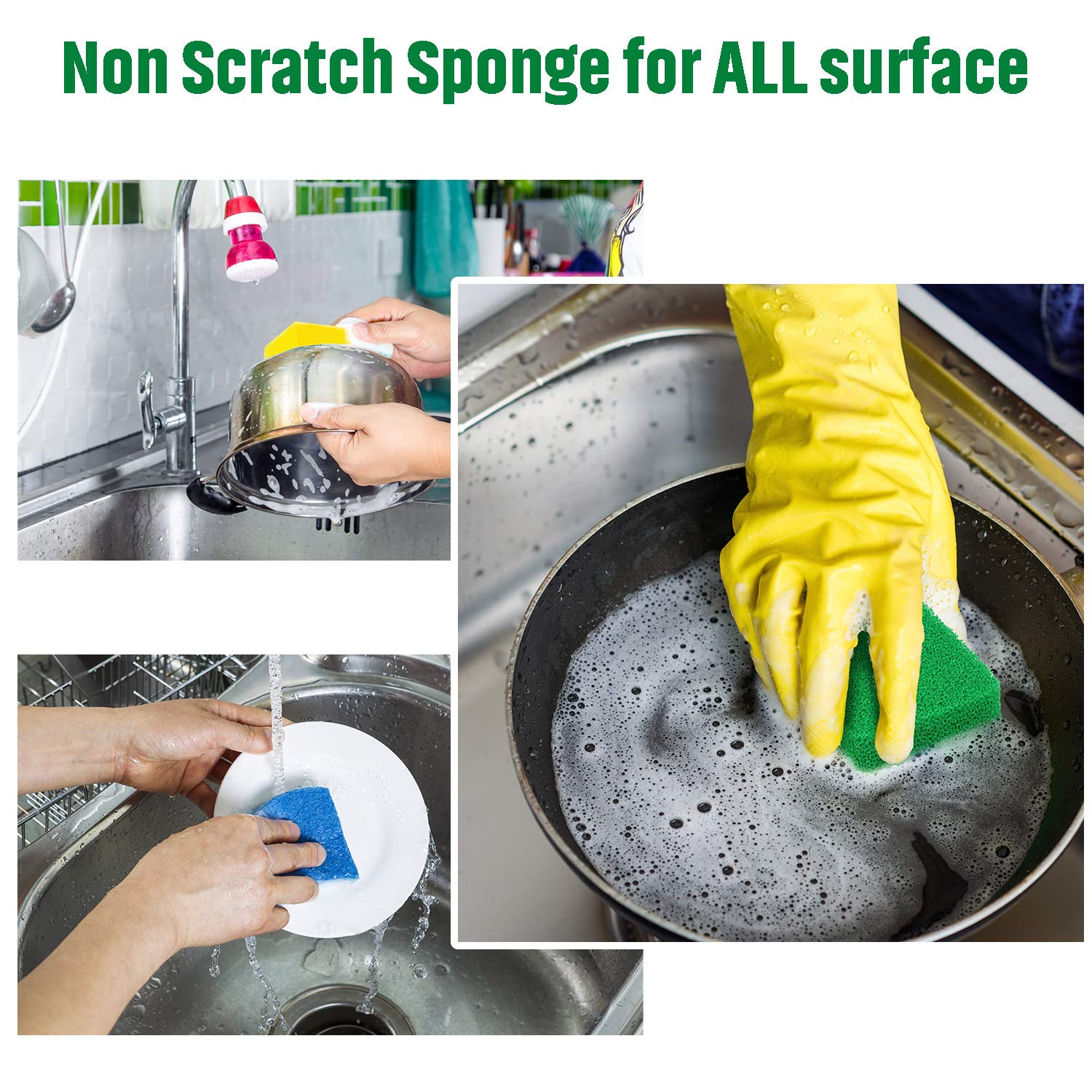 Patelai 10 Pcs Silicone Sponge for Dishes, Kitchen Silicone Dish Scrubber