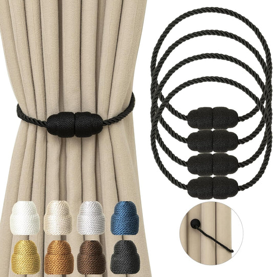 Magnetic Curtain Tiebacks Rope Curtain Tie Backs for Curtains 4 Pack Curtain Holders for Drapes