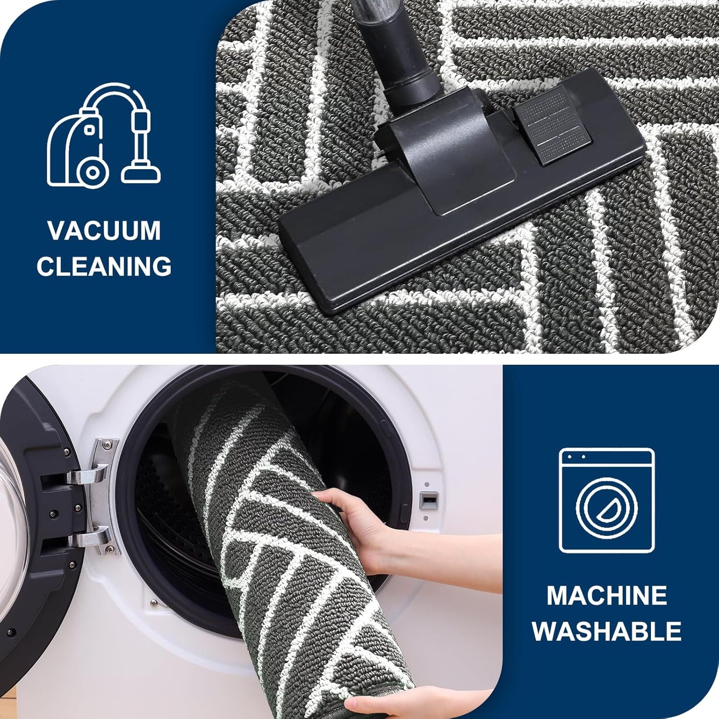 OLANLY Large Indoor Door Mat, 59x35 Inch, Dirt Resistant and Absorbent, Non-Slip Rubber Backing Floor Mats, Easy Clean Low-Profile Doormat for Entryway, Front Door, and Inside Entrance, Charcoal