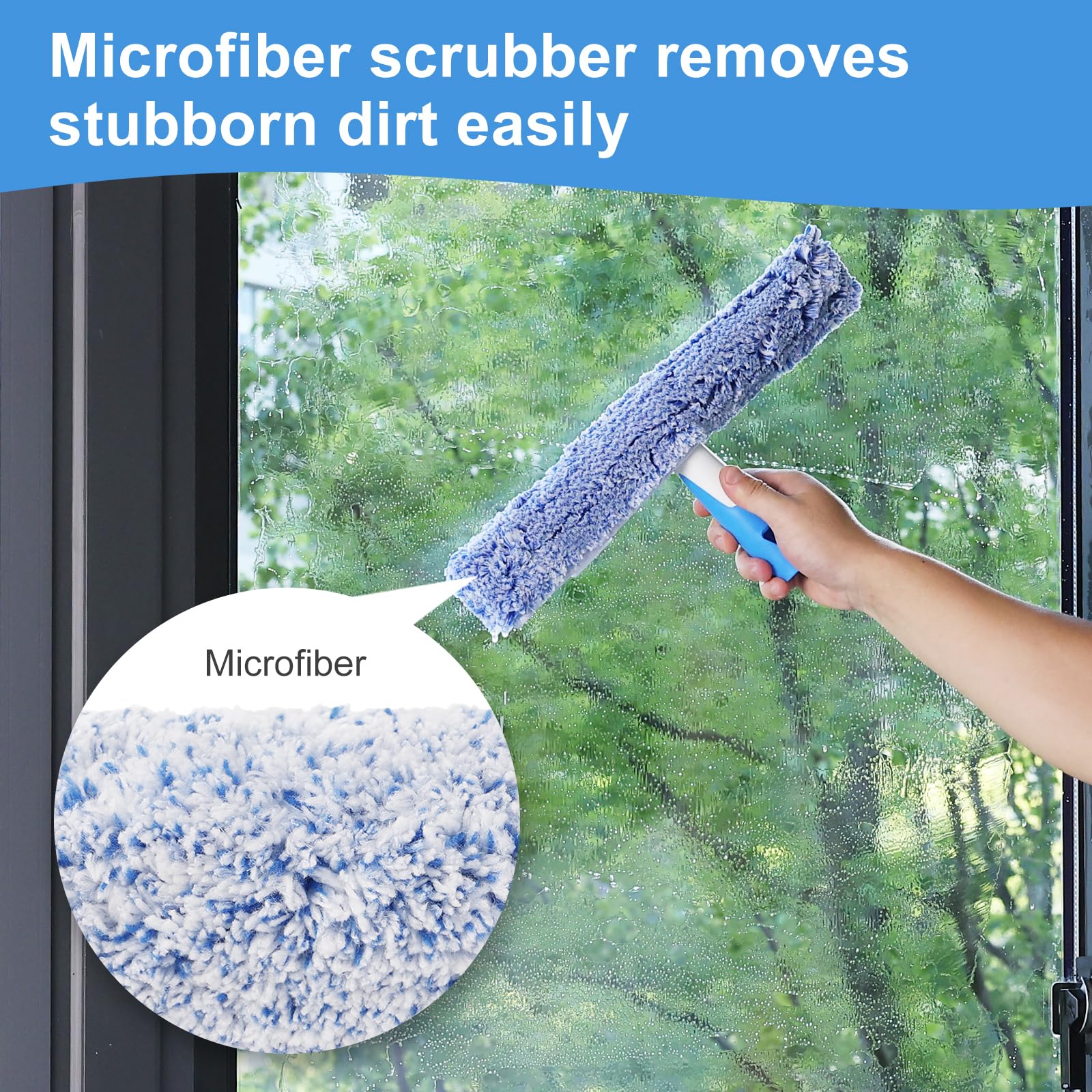 Mitclear Window Cleaning Kit 14IN Squeegee & Scrubber for Shower Glass Car