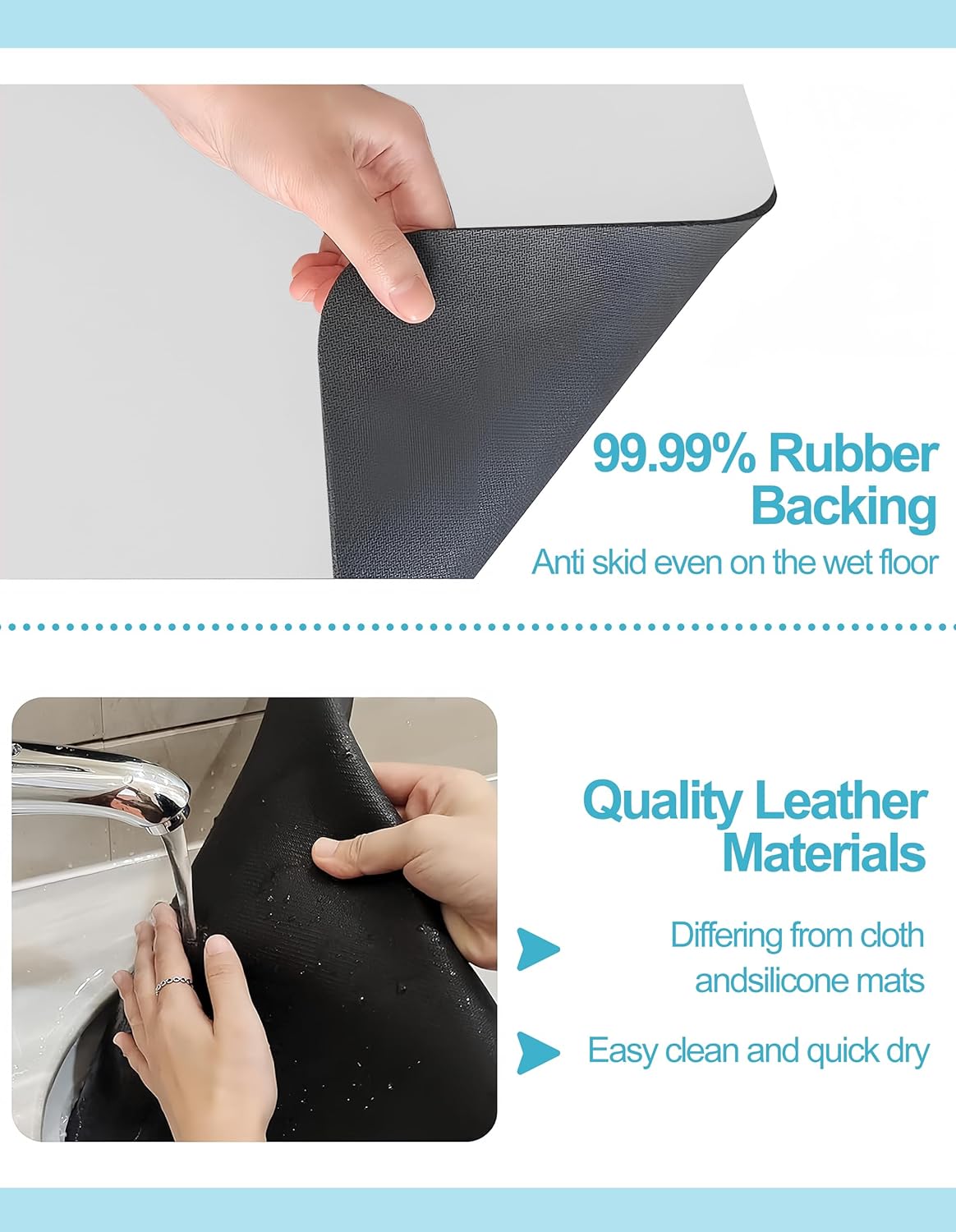 Dish Drying Mat for Kitchen Counter, 12"x19" Dish Drying Pad with Non-slip Rubber Backed, Hide Stain Anti Absorbent for Kitchen Counter, Drying Mat for Coffee Machine Dish Rack (Light Grey)