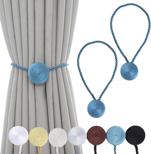 Magnetic Curtain Tiebacks - 12mm Magnetic Tie Backs for Curtains, Heavy Duty No Drill Curtain