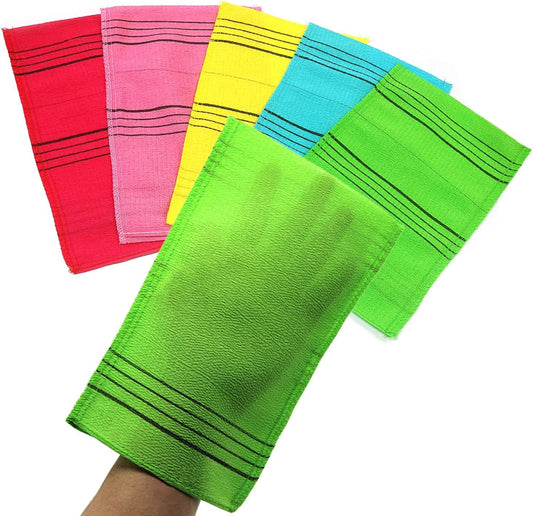Korean Exfoliating Mitt, Large Size, 5 Colors, Back and Body Exfoliating Washcloth for Removing Dry, Reusable (Yellow, 10)