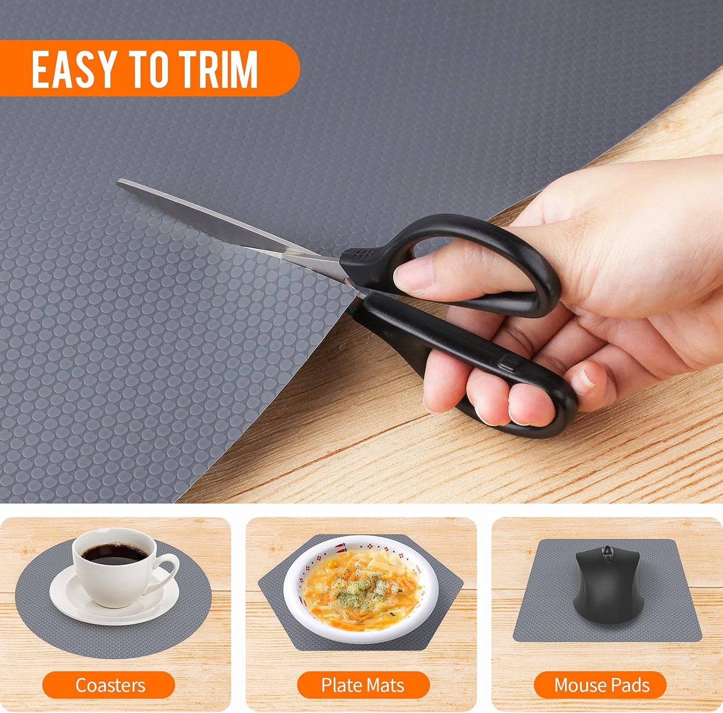 Shelf Liners for Kitchen Cabinet Waterproof Drawer Liner Non Adhesive EVA Material Cupboard Mat Refrigerator Mats Fridge Liner for Desks Gray Liner 23.6 x 393.7 Inches