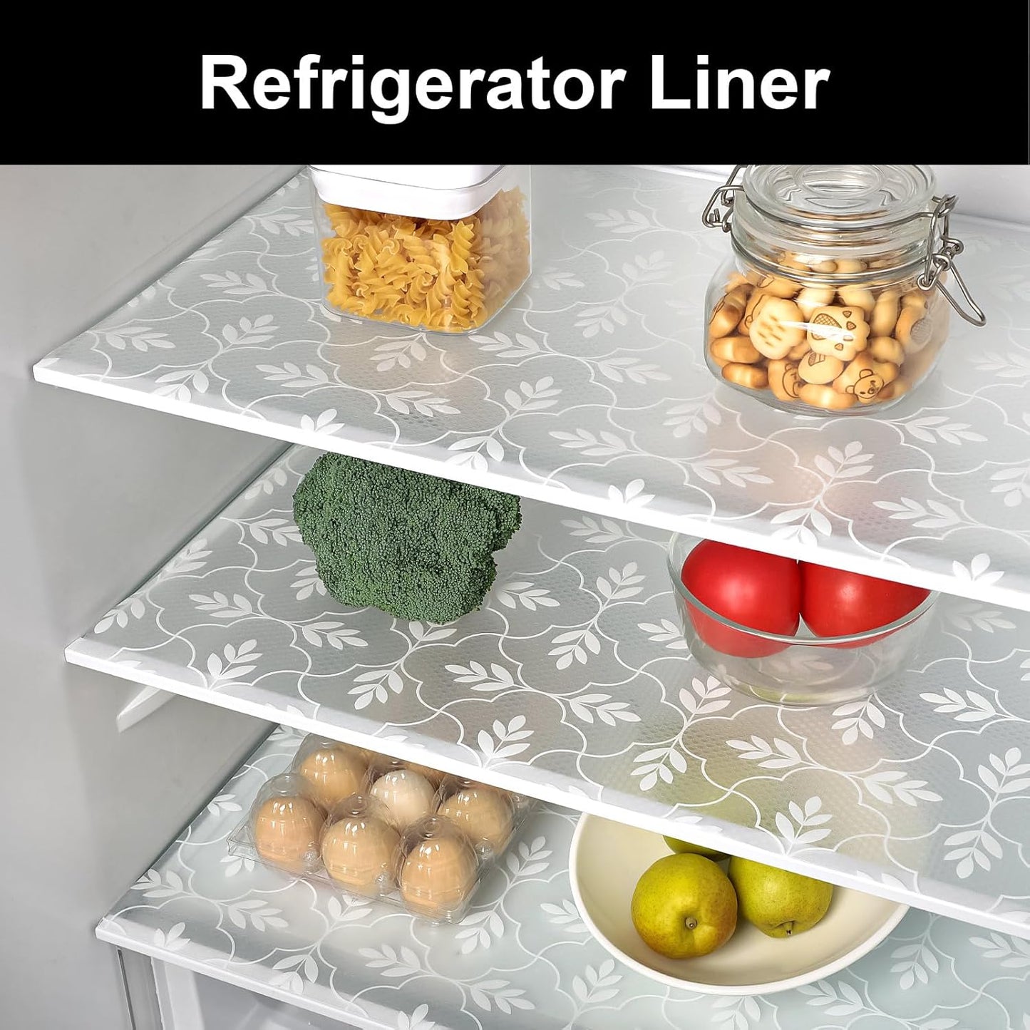 Cooyes Shelf Liners for Kitchen Cabinets Waterproof & Oil-Proof Kitchen Cupboard Mats Non-Slip Drawer Mats EVA Material Non Adhesive Fridge Liner for Shelves, 23.6" W x 236" L