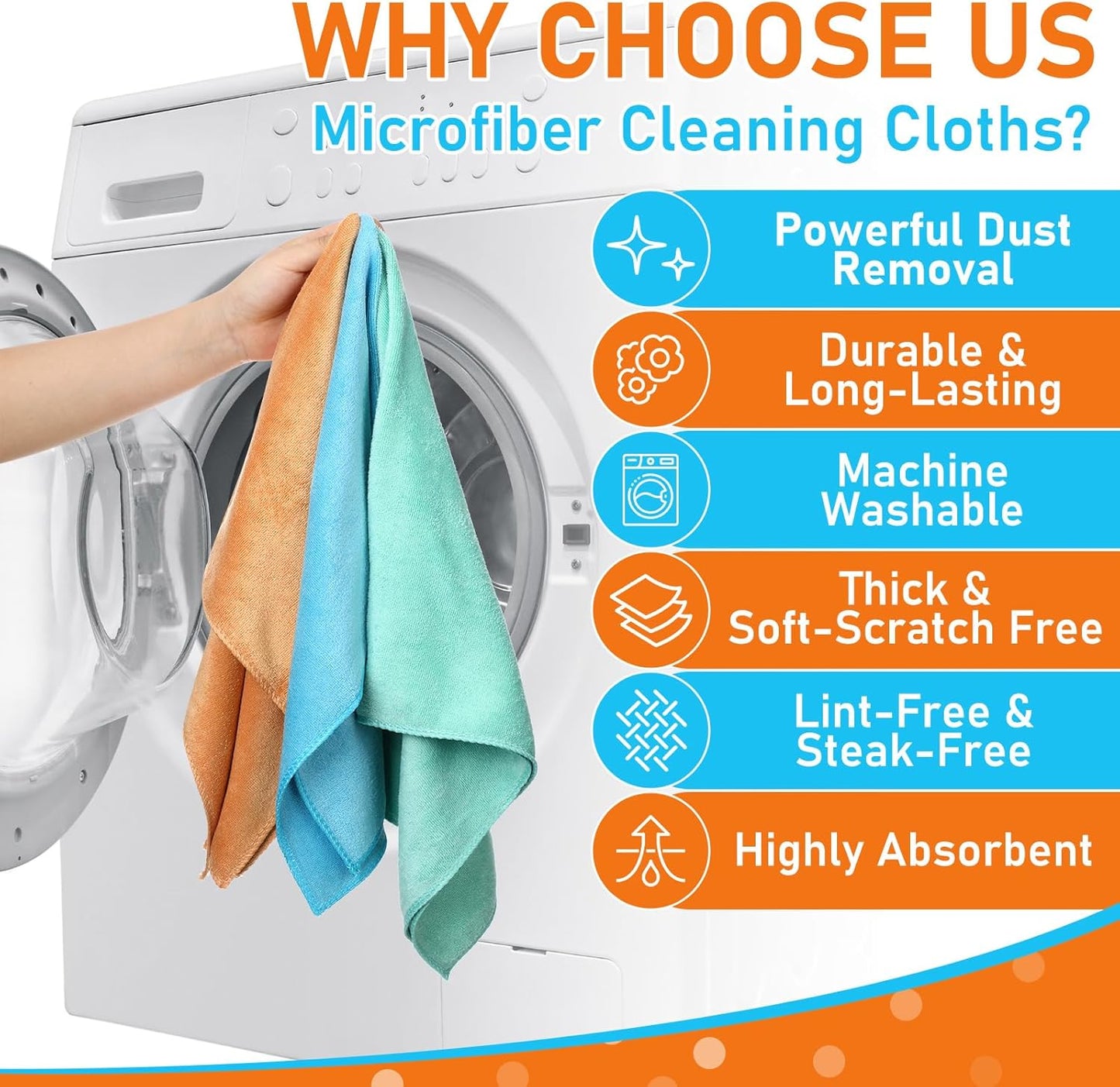 Newwiee 3 Pcs Extra Large Microfiber Cleaning Cloth 30" x 20" Washable Reusable Microfiber Towel Streak Free Lint Free Cloth for Cleaning Home Glass Office Window Bathrooms (Light Green,Blue,Orange)