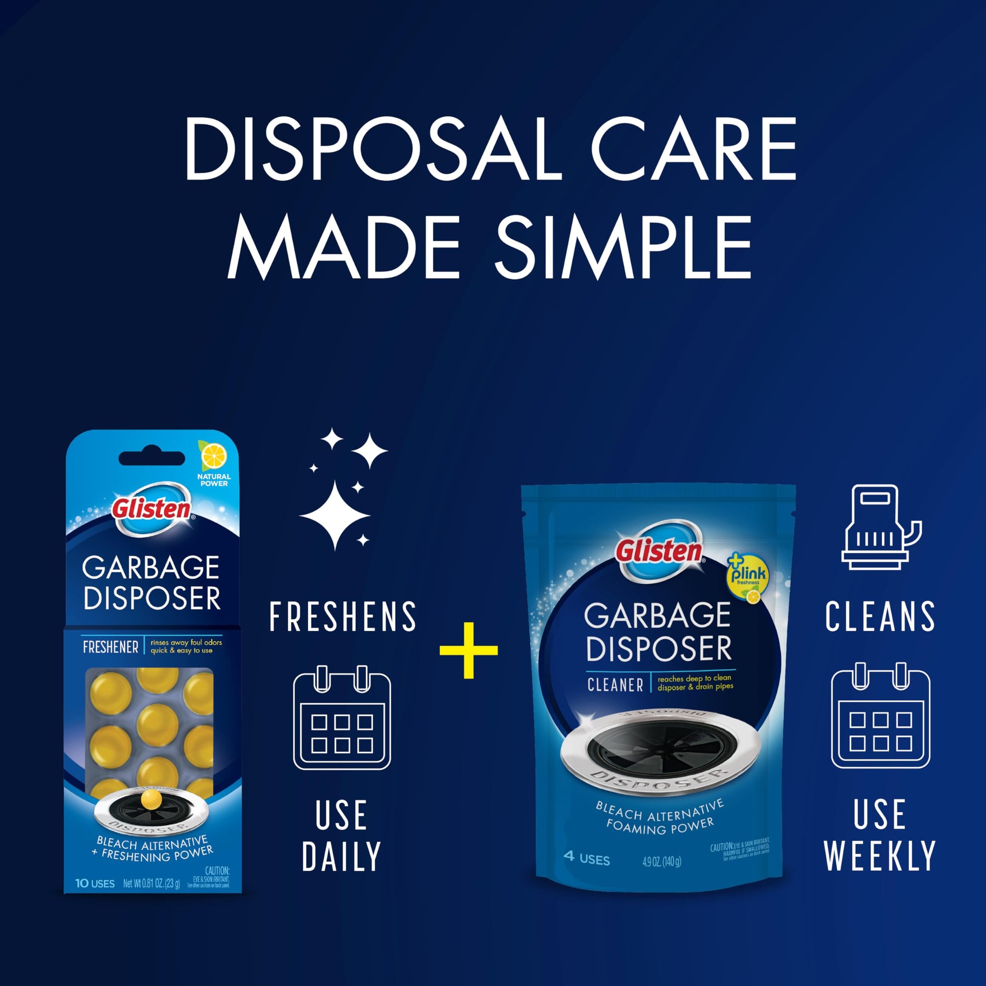 Glisten Garbage Disposer Freshener, Lemon Scent Deodorizer, 10 Capsules