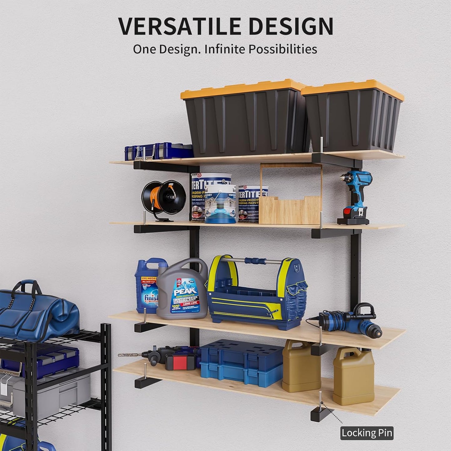 Lumber Storage Rack, Upgrade Cantilever Folding Lumber Rack Wall Mount, Metal 8 Level 32 Inch Plywood Scrap Wood Storage Rack