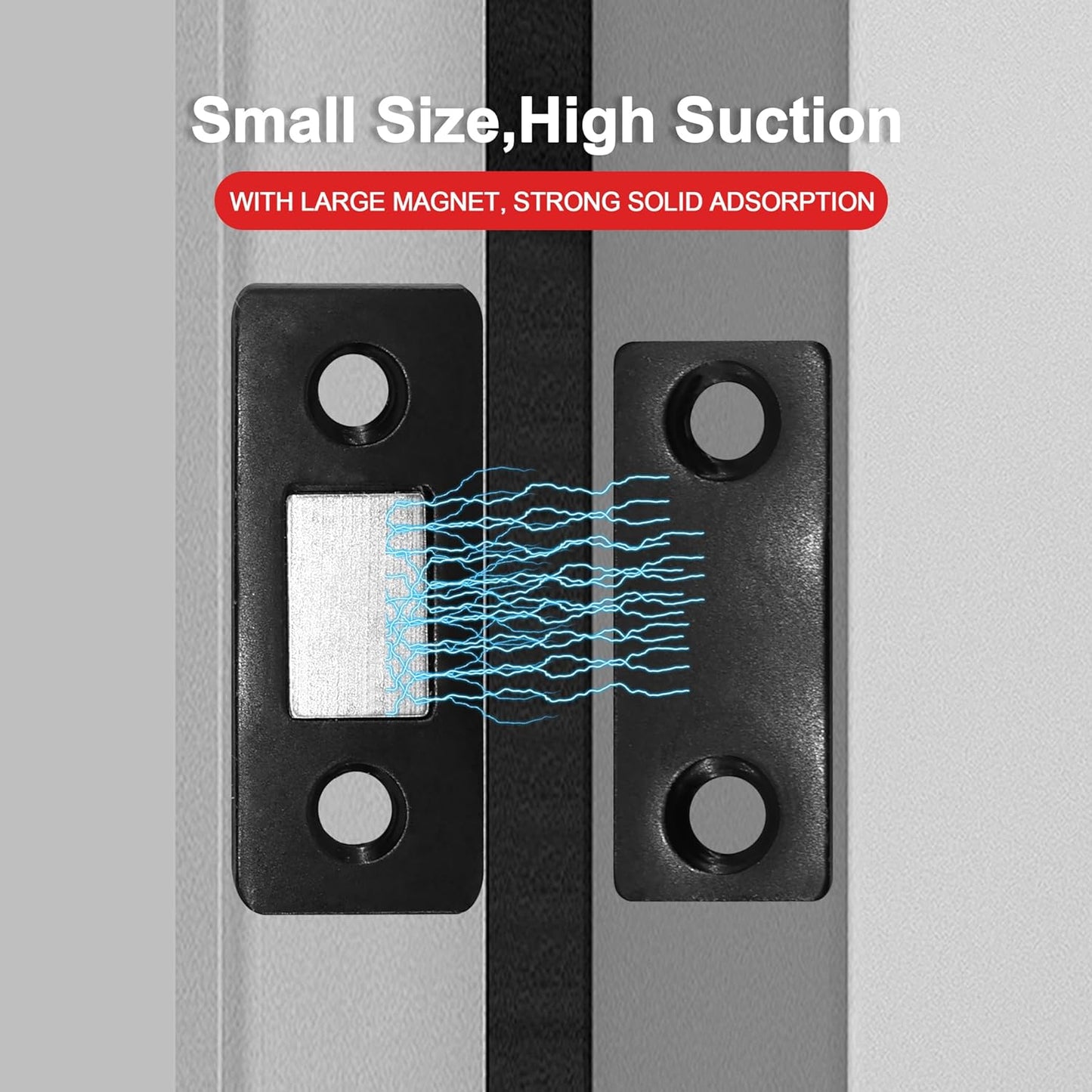 Cabinet Magnetic Catch, 6 Pack Black Ultra Thin Magnetic Cabinet Door Catch, Adhesive Cabinet Magnets for Kitchen Drawer Cabinet Door Closet, Concealed Strong Magnetic Cabinet Latch