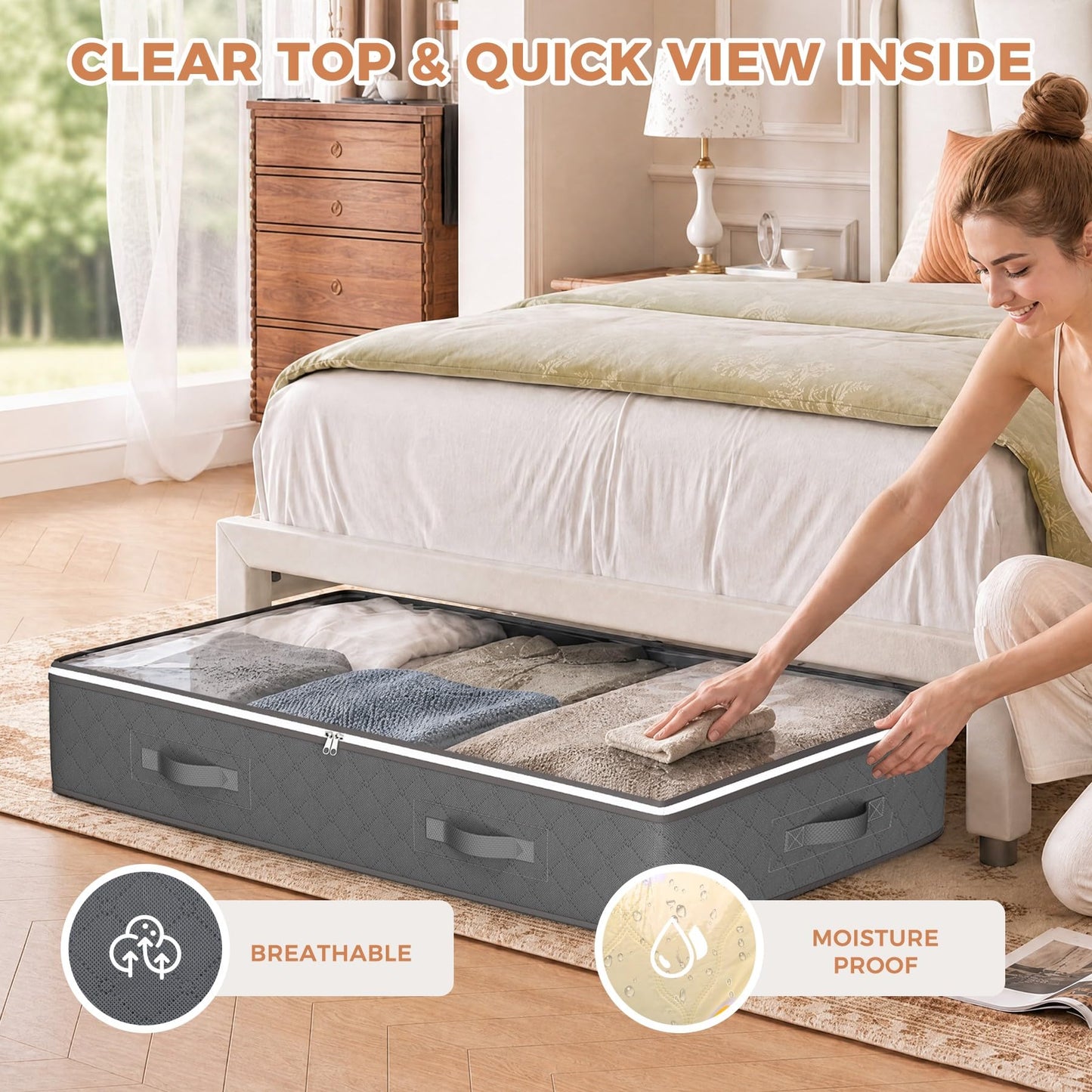Budding Joy Under Bed Storage Containers, Storage Bins with Clear Lids