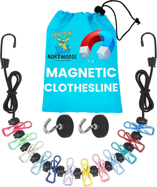 Magnetic Clothesline for Cruise Ship Cabin Approved - Strong Rubber Coated Non-Scratch Magnets, Travel Clothesline for Cruise Ship Essentials 2025 Updated Stronger Magnets