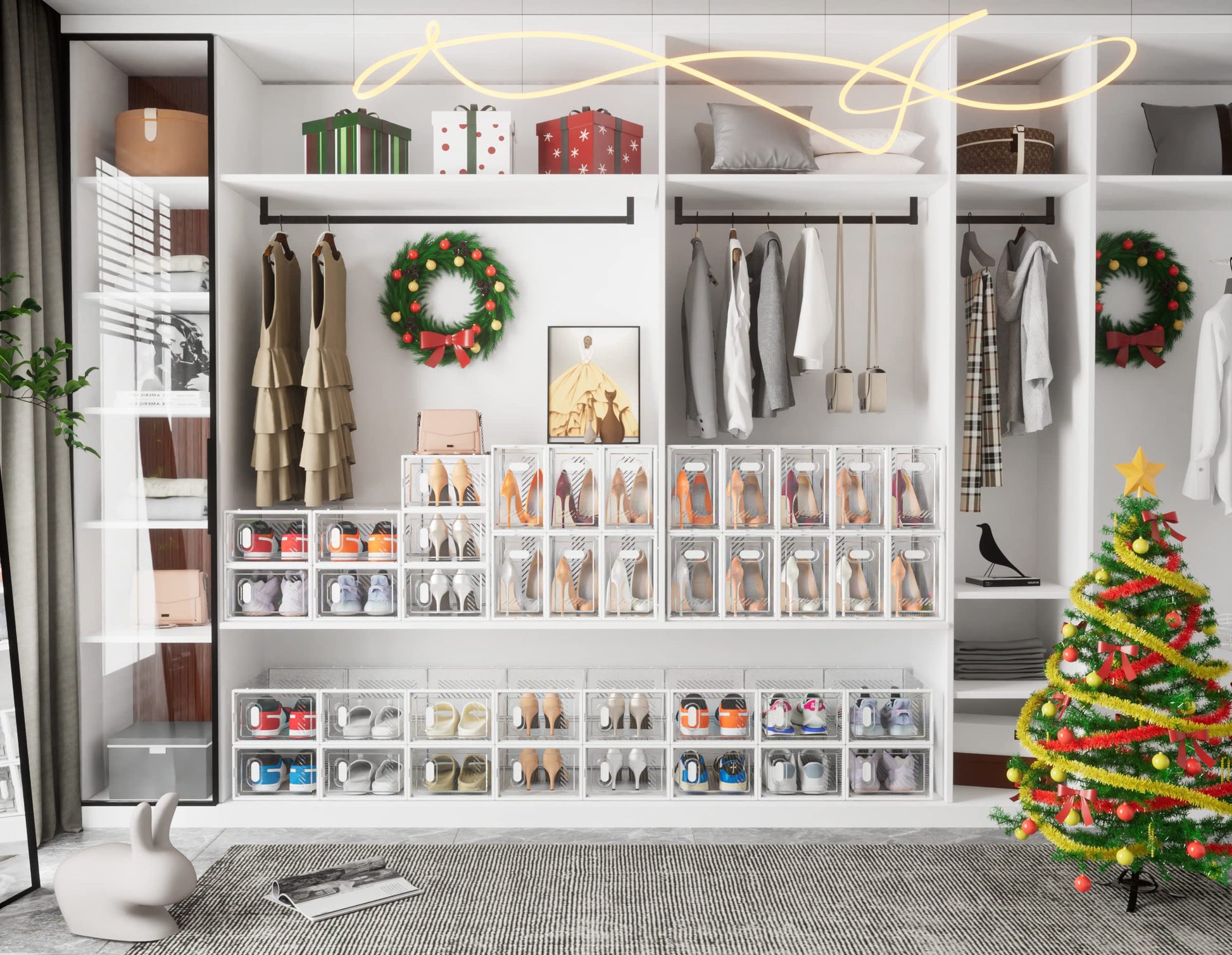 SIMPDIY Clear Shoe Storage Boxes, Stackable Shoe Organizer for Closet