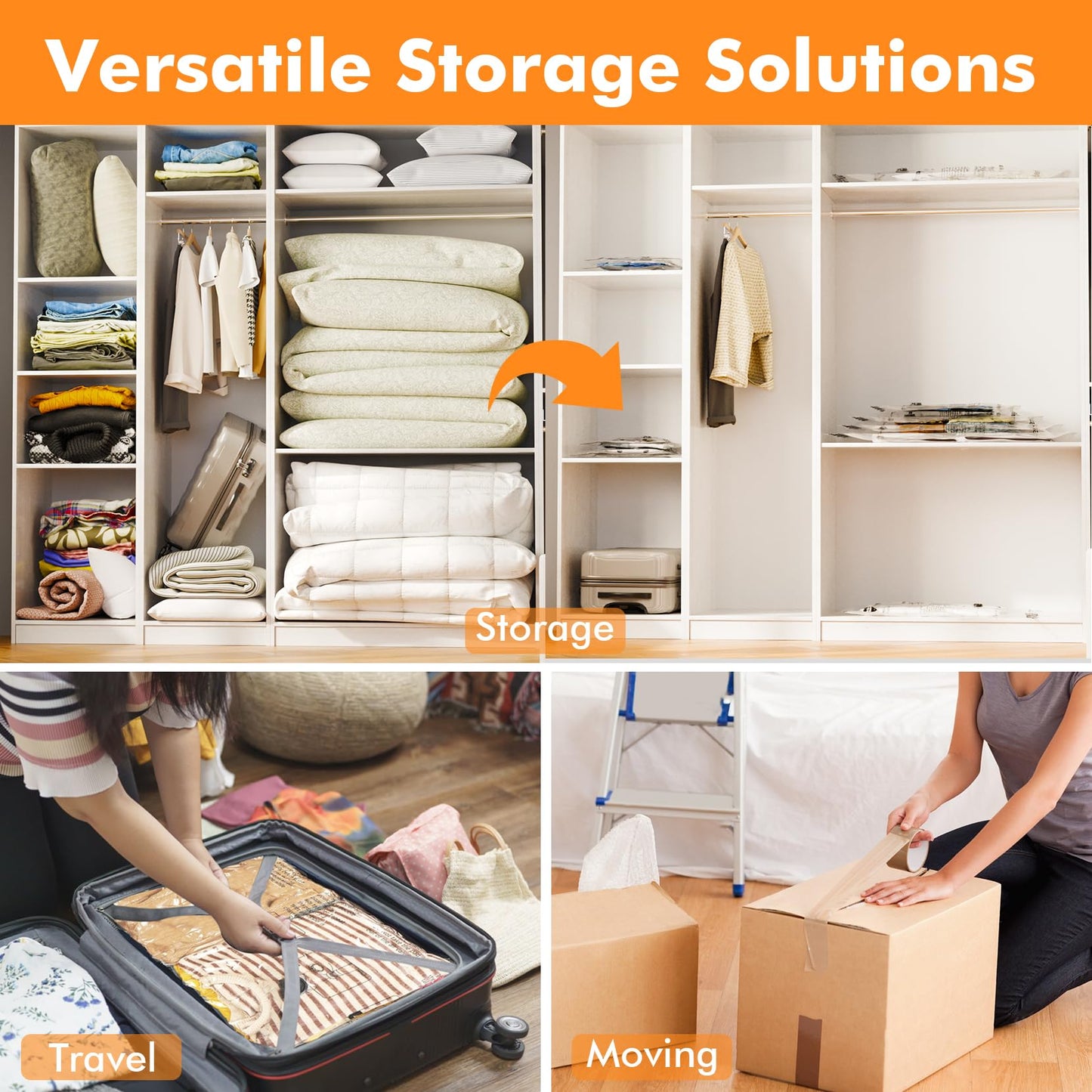 GONGSHI Vacuum Storage Bags, Space Saver Seal Bags For Clothing, Travel Luggage,Blankets