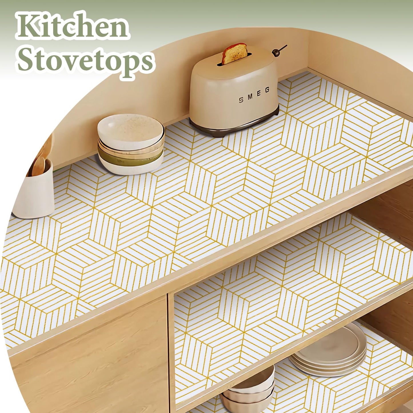 Shelf Liners for Kitchen Cabinets 12in x 20FT, Non Adhesive Cabinet Liner Strong Non-Slip Thickened