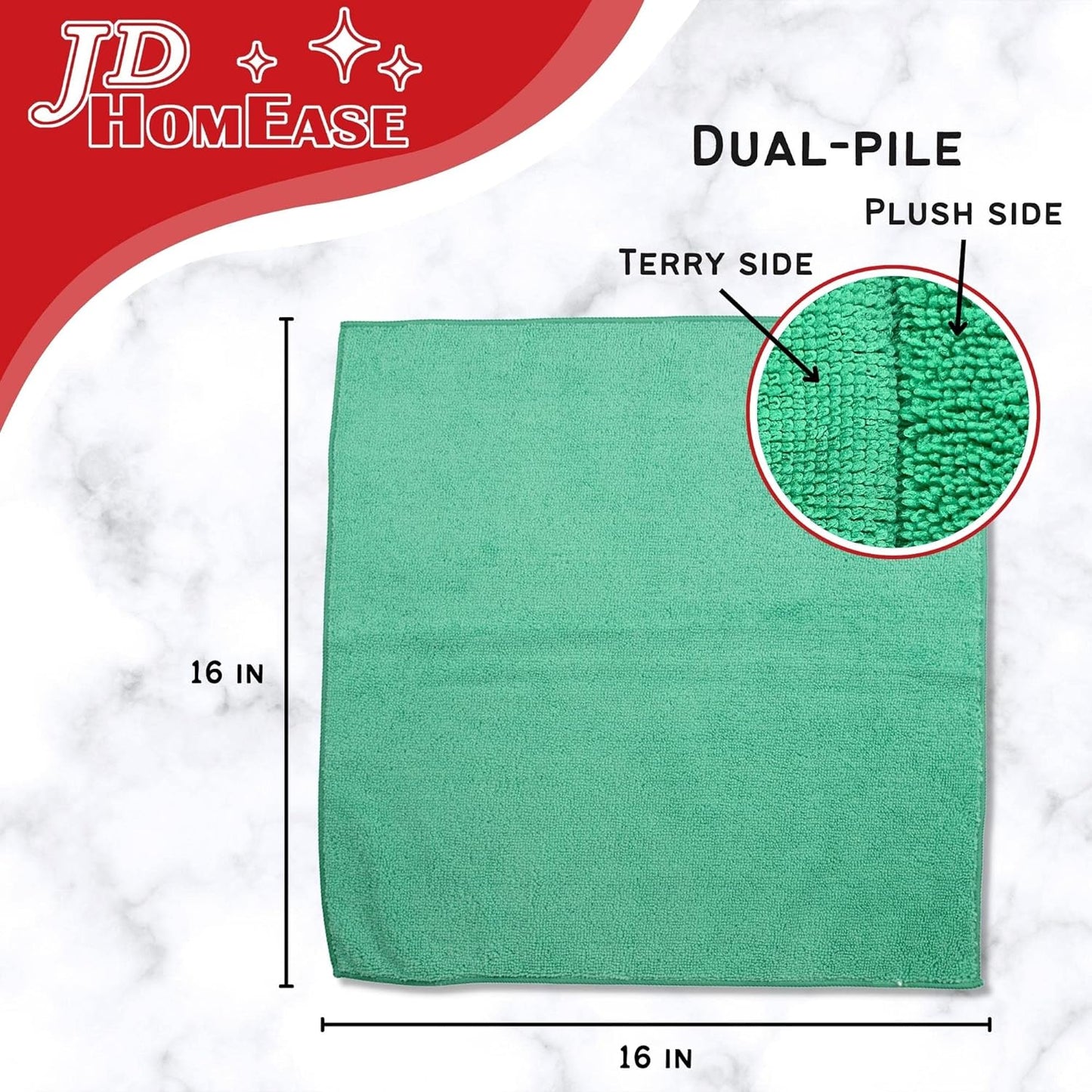 Microfiber Cleaning Cloths, 240 Pack, 16"x16", All-Purpose, Softer, Highly Absorbent, Lint-Free, Reusable, Washable Pro Towels, Green, for House, Kitchen, Bathroom, Car, Office