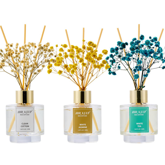 Airkeep Reed Diffuser Set of 3, 50ml, White
