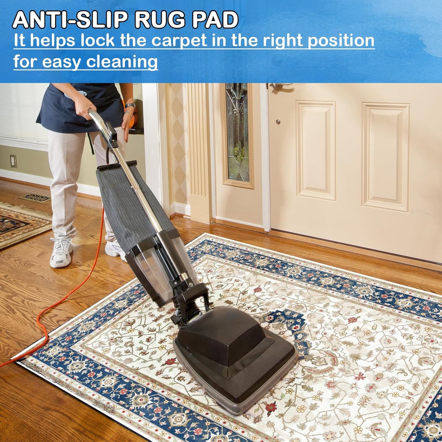 Non-Slip Rug Pads 1/4” Thick, 10x14Ft Waterproof Rugs Non Skid Rug Pad for All Floors and Finishes Durable Hardwood Floor Protective Felt Keeps Rugs in Place, Safe and Secure