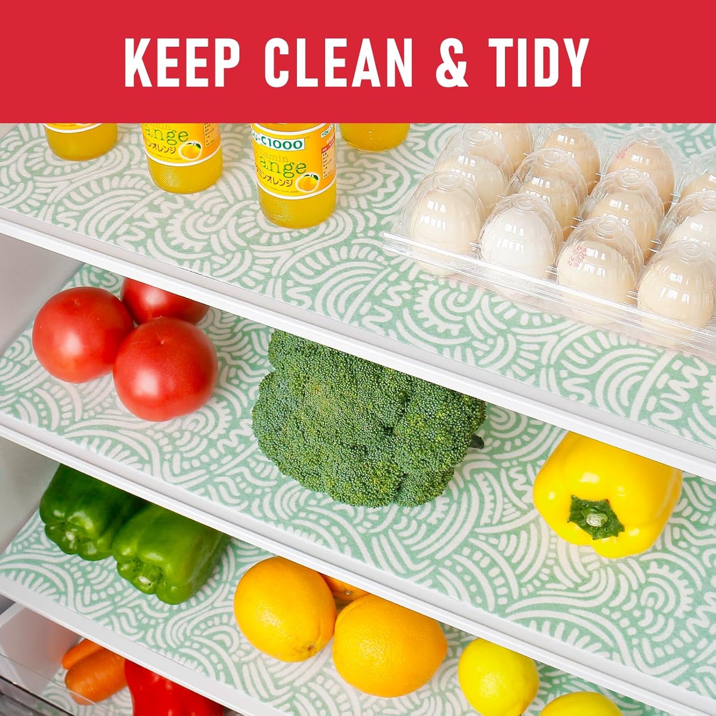 Cooyes 12 Pack Fridge Bin Liners, 12“ × 24” Refrigerator Mats with Non-Slip Particles, Drawer Liners for Kitchen Cabinets, Breathable Cloth Material BPAfree, Keep Produce Fresh Longer