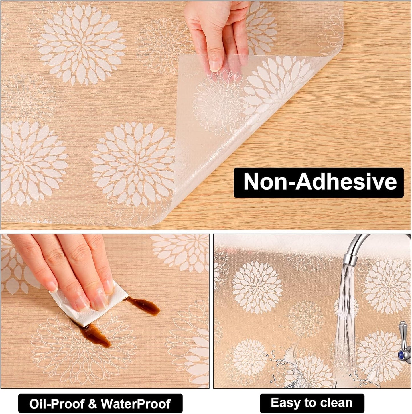 Cooyes Shelf Liners for Kitchen Cabinets Waterproof & Oil-Proof Kitchen Cupboard Mats Non-Slip Drawer Mats EVA Material Non Adhesive Fridge Liner for Shelves