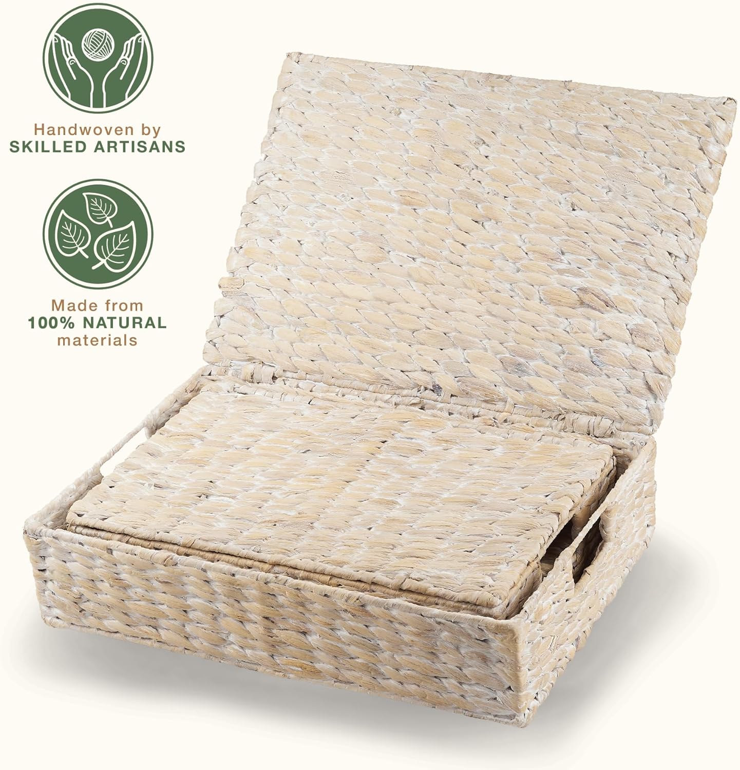 Set of 2 Decorative Storage Boxes With Lids for Home Decor, Shelves