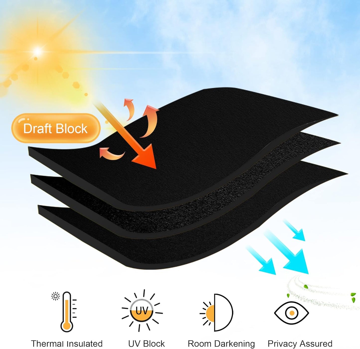 RYB HOME Black Short Curtains Blackout, 45 inch Durable Cafe Curtains Room Darkening Window Drapes Privacy Protection for Basement Closet Kithen, W29 x L45 inch, 2 Panels