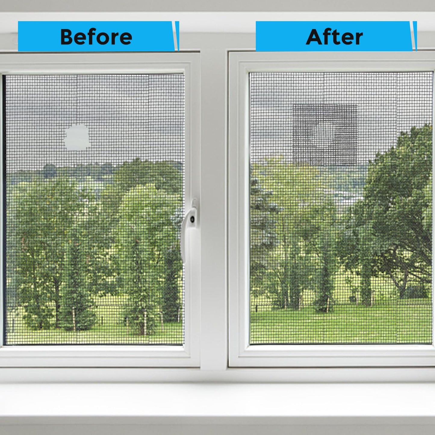 Black Window Screen Repair Tape, 2IN X 10FT Screen Repair Kit for Windows or Doors, Strong Adhesive Fiberglass Mesh Patch Tape