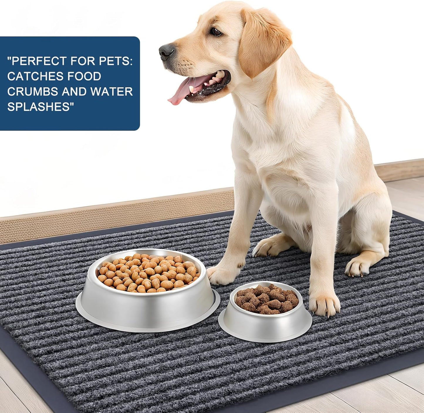 OLANLY Front Door Mat Indoor Outdoor Entrance, Waterproof Heavy Duty Doormat, Fade Resistant, Low Profile, Easy Clean Patio Porch Welcome Floor Mats for Entry, 47x24, Grey
