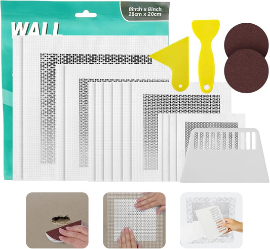 19 PCS Wall Repair Patch Kit, Aluminum Drywall Repair Patch Kit for Small/Large Holes, 2/4/6/8 Inch