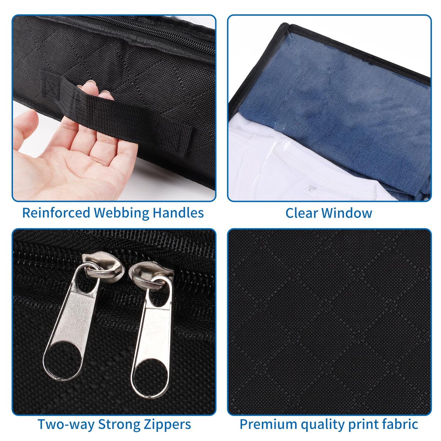 Fixwal Black Underbed Storage Bags with Clear Window and 2 Reinforced Handles Under Bed Storage
