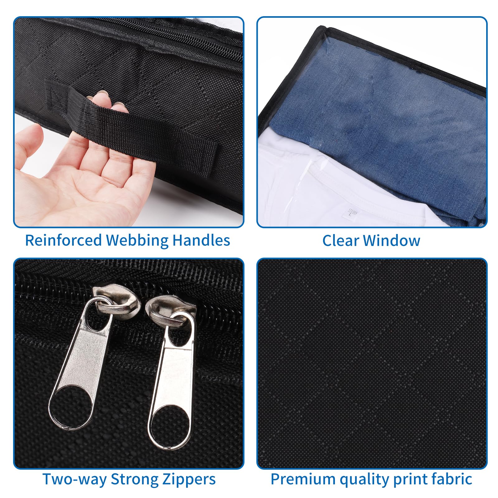 Fixwal Black Underbed Storage Bags with Clear Window and 2 Reinforced Handles Under Bed Storage