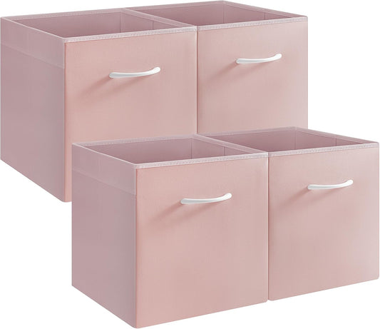 StorageWorks Pink Storage Cubes, 13x13 Storage Cube Bins with Handle, Cube Storage Organizer Bins for Shelves and Closet, Collapsible Storage Bins, 4-Pack
