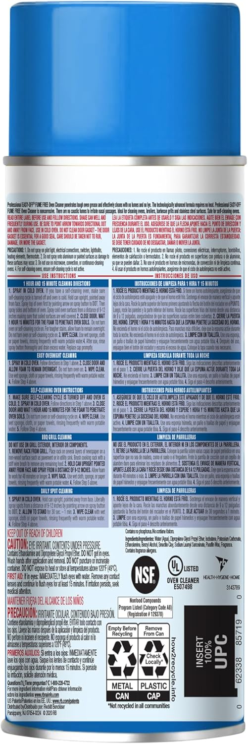 Easy-Off Fume Free Oven Cleaner Spray, Lemon, 24oz, Removes Grease