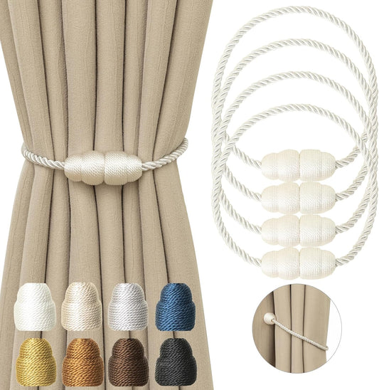 Magnetic Curtain Tiebacks Rope Curtain Tie Backs for Curtains 4 Pack Curtain Holders for Drapes