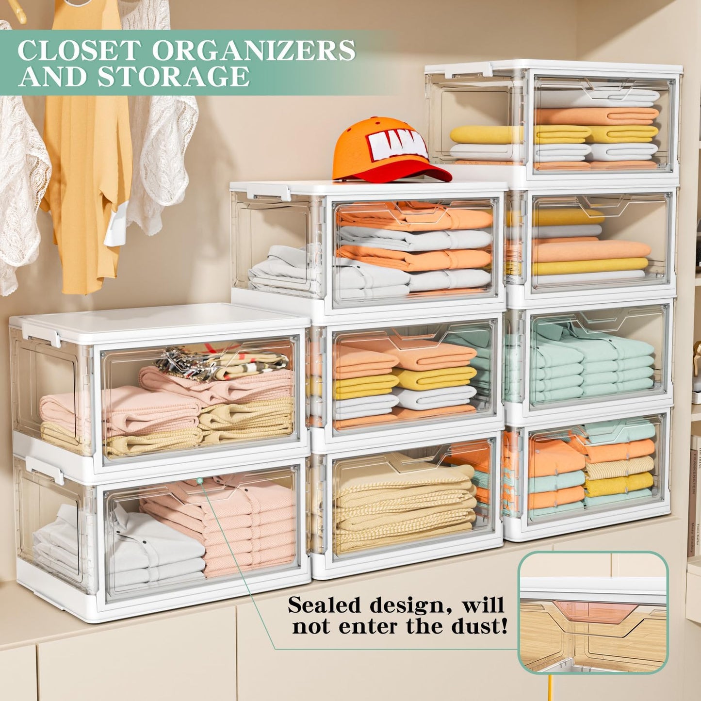 Kmiectse Clear Storage Bins with Lids - 4 Tier 23qt Plastic Stackable Bins
