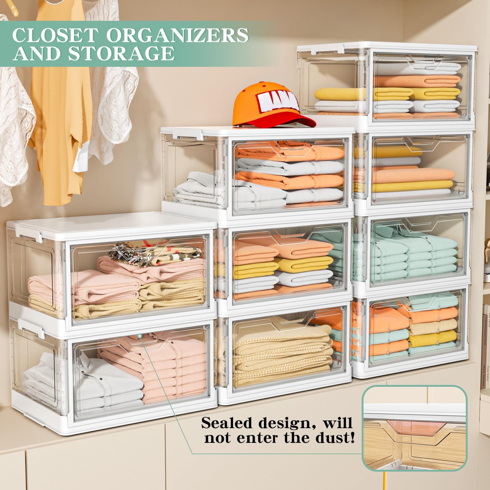 Kmiectse Clear Storage Bins with Lids - 4 Tier 23qt Plastic Stackable Bins