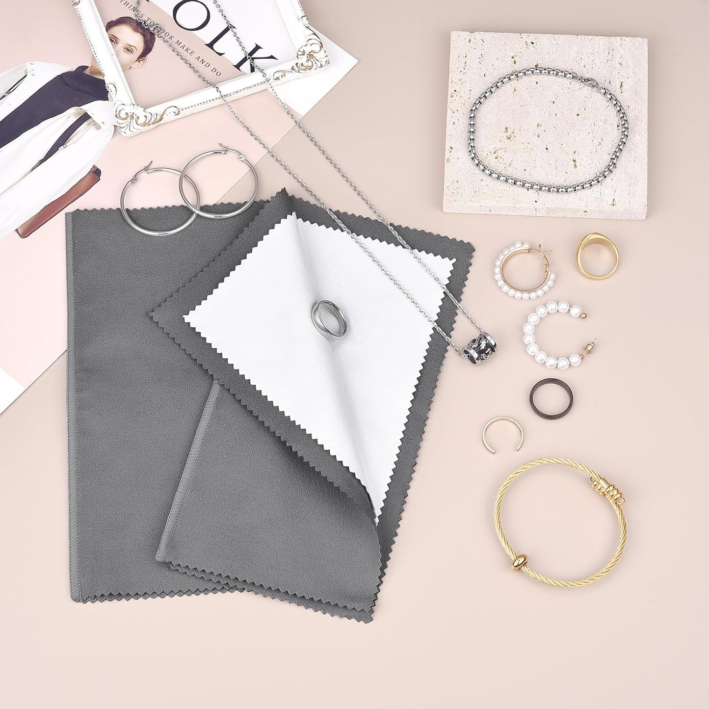 SEVENWELL Silver Polishing Cloth, Jewelry Cleaner Cloth for Sterling Silver Jewelry, Gold, Platinum, Silverware, Diamonds, Gemstones, Coins (20cm Dark Grey Silver Cloth)