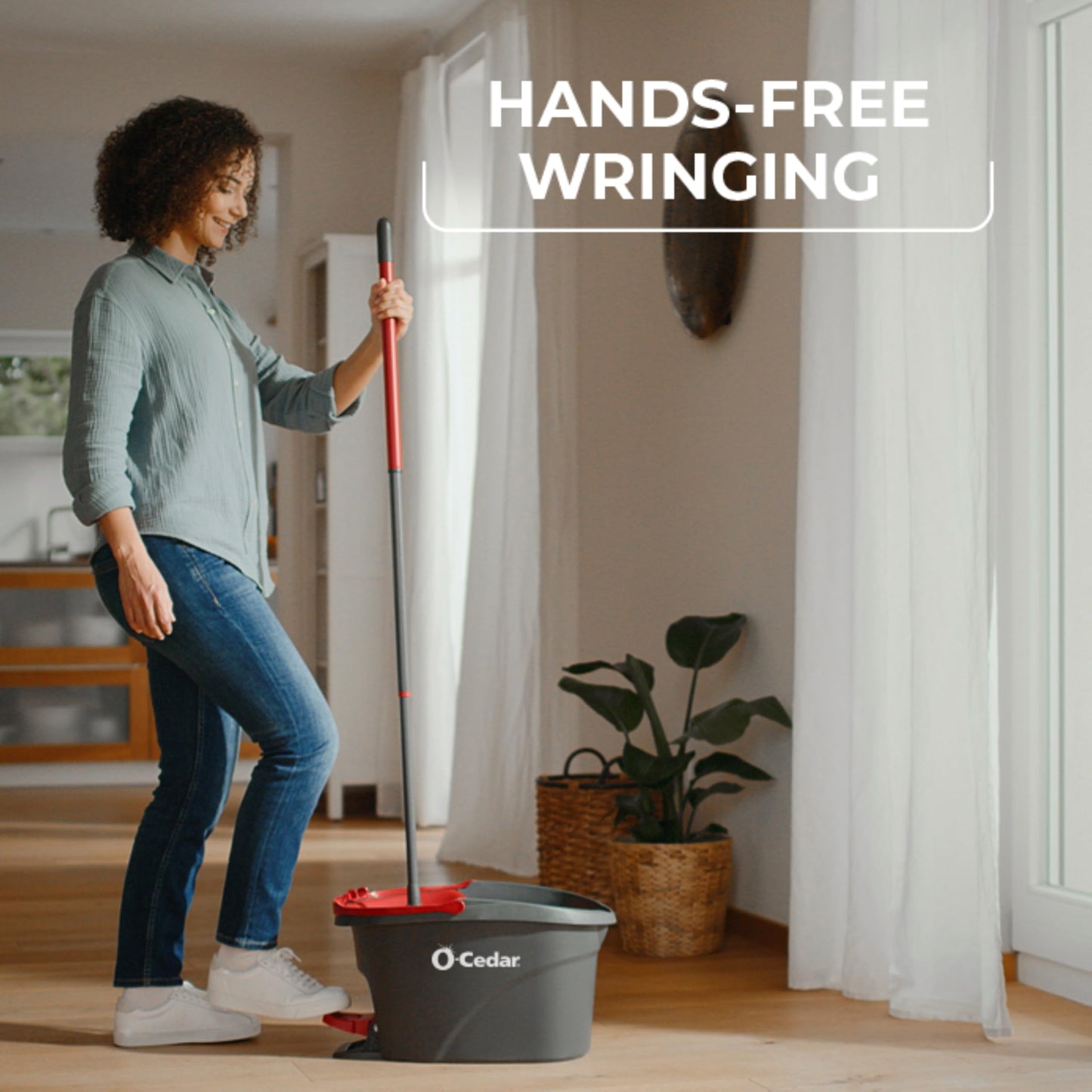 O-Cedar Easywring Microfiber Spin Mop & Bucket Floor Cleaning System + 3 Extra Refills (4 Refills